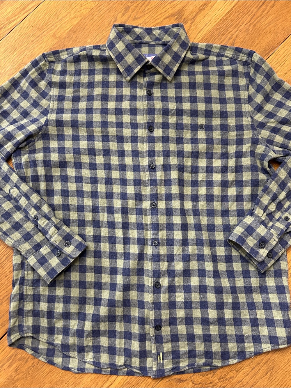 johnnie-O Blue and Olive Flannel Button-Down Shirt